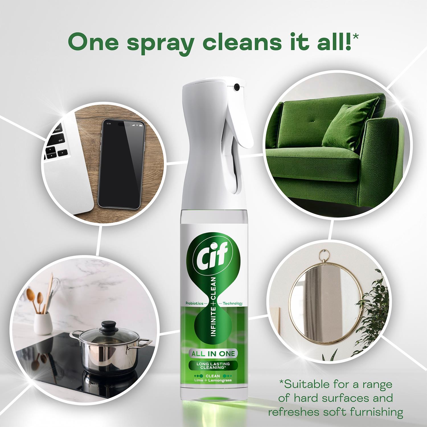 Infinite Clean All In One Cleaner Spraylime & Lemongrass, 6 Pk Of 250ml