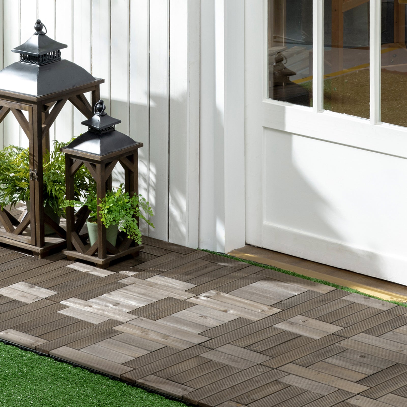 27 Pcs Charcoal Grey Outdoor Flooring Tiles, 2.5㎡ Pack