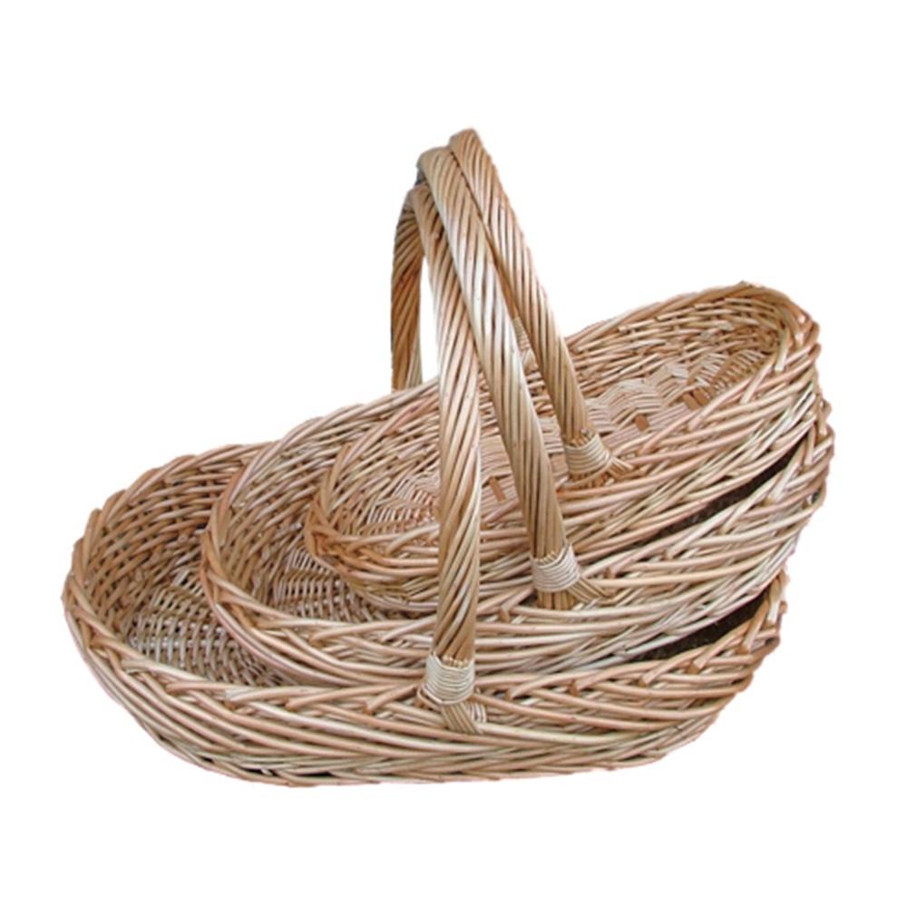 Wicker Set Of 3 Oval Buff Garden Trug