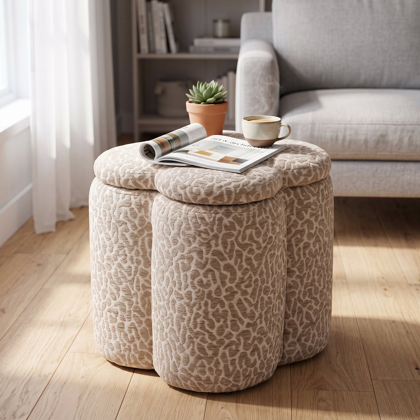 Breeins Chenille Upholstered Storage Ottoman Footstool