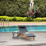 Wooden Sun Lounger W/ Adjustable Back - Black