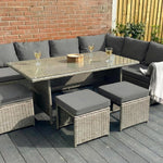 Stylish Knutsford 9 Seat Corner Rattan Dining Set For Outdoor Gatherings | One Size | Grey