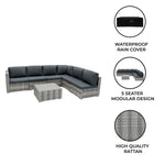 Rattan Modular 7 Piece Furniture Set - Grey | Grey