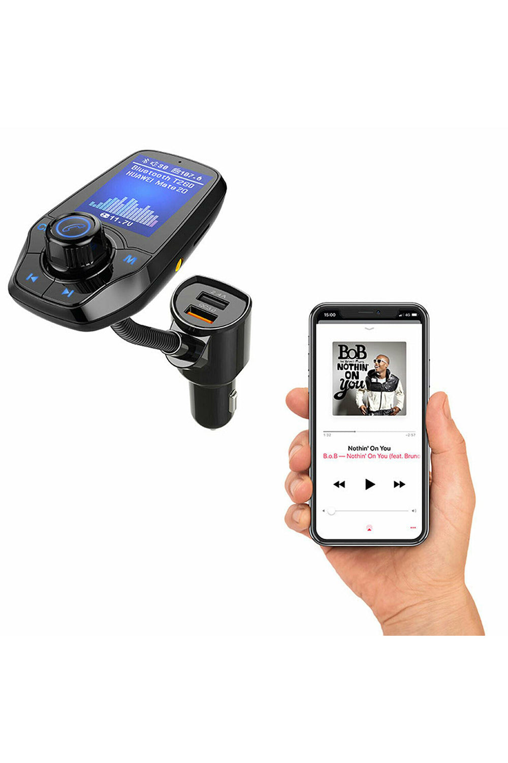 Wirelessmultifunctional Bluetooth Car Fm Transmitter With Dual Usb Port