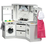 Toy Kitchen Playset W/ Running Water, Apron And Chef Hat - Grey