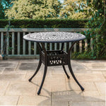 Vintage Round Cast Aluminium Garden Bistro Table,90cm Dia X 73cm H | 90cm | Black