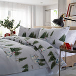 Snowman Printed 100% Brushed Cotton Duvet Cover Set | Double | White