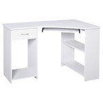 L-shaped Corner Computer Desk W/ 2 Shelves Worktop Keyboard | White