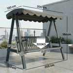 3 Seater Garden Swing Seat With Canopy, Outdoor Hammock Bench | Grey