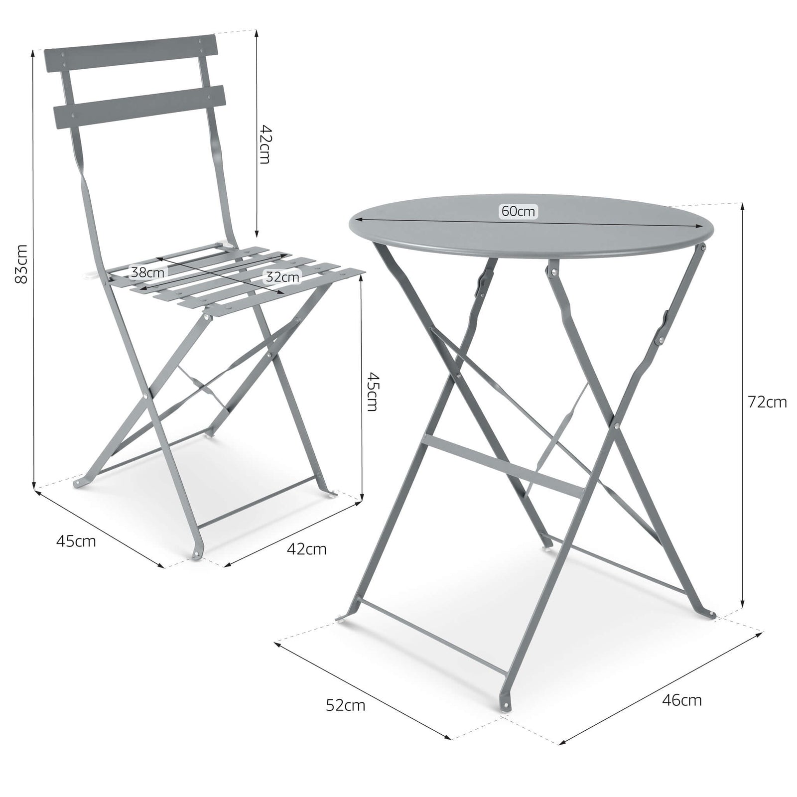 3-piece Metal Garden Bistro Set