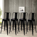 Set Of 4 Metal Frame Industrial Style High Chair Bar Stool