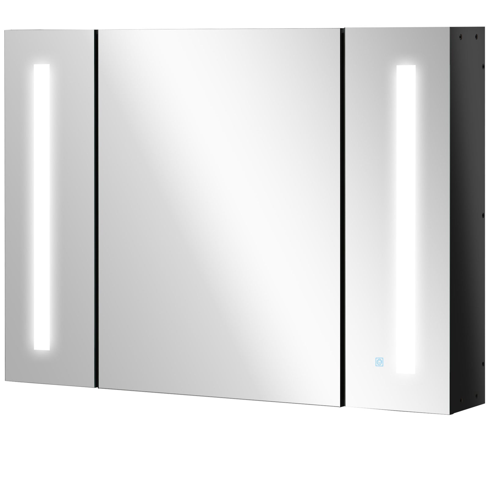 Led Bathroom Mirror Cabinet With Shelves High Gloss Black