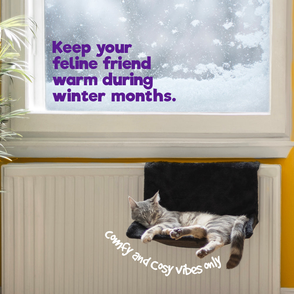Petlicity Black Radiator Cat Bed With Removable Faux Fur Cover And Metal Frame