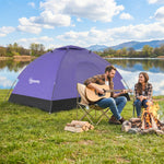 2 Person Camping Tent, Dome Tent With Storage Pocket | Purple