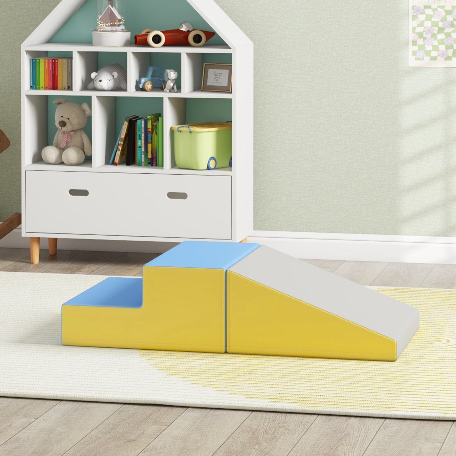 2 Piece Soft Play Set For Toddler Climb And Crawl | Grey