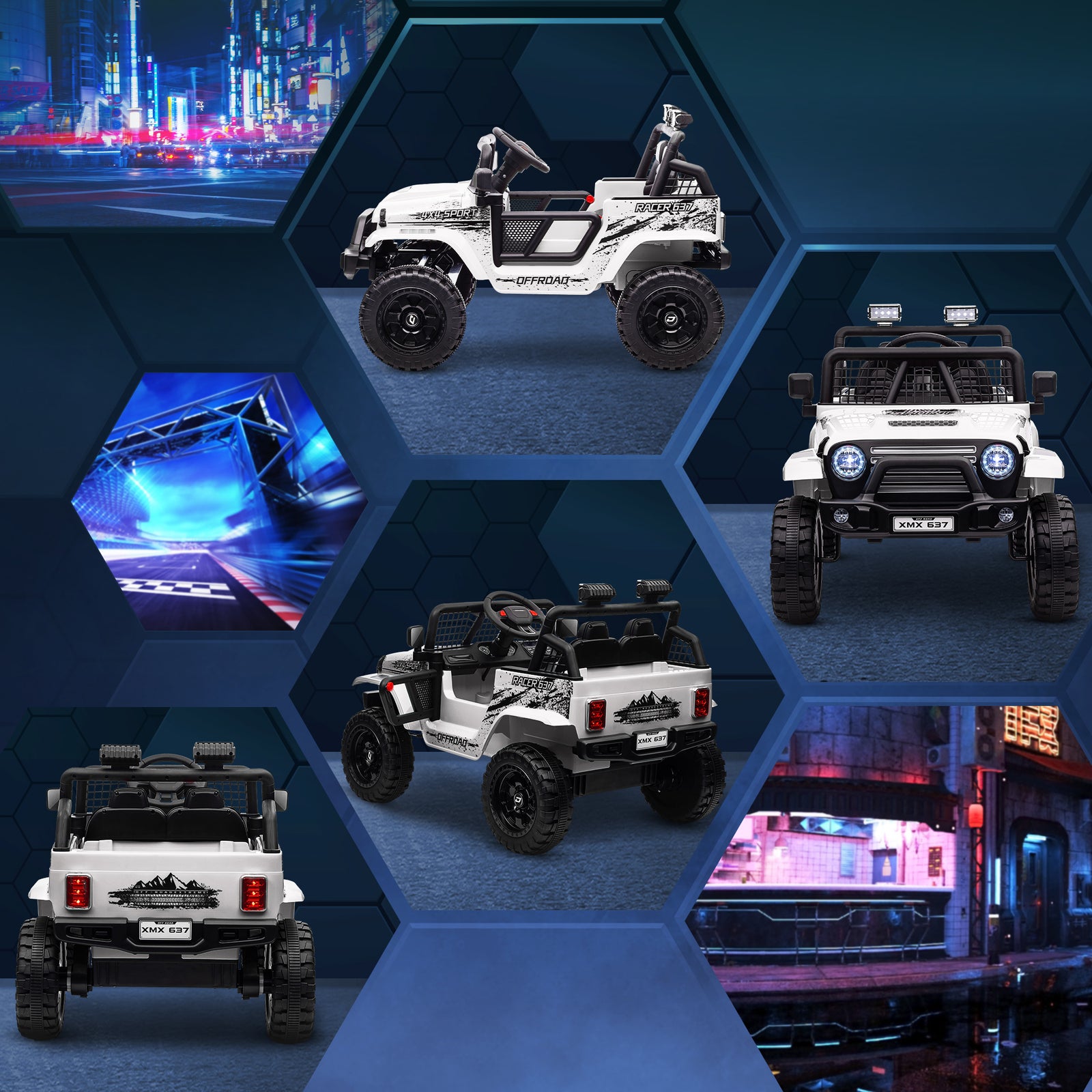 Kids Ride On Car, 12v Electric Truck W/ Suspension | White