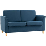 Double Seat Sofa Linen Upholstery Loveseat Couch Armrests | One Size | Blue