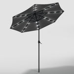 3m Outdoor Patio Parasol – Solar-powered Umbrella With 24 Led Lights, Tilt & Crank Handle, Without Base | One Size | Dark Gray