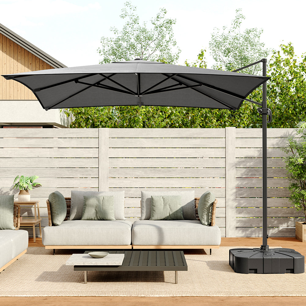 Outdoor Garden 2.5m Cantilever Parasol With Base | One Size | Dark Gray