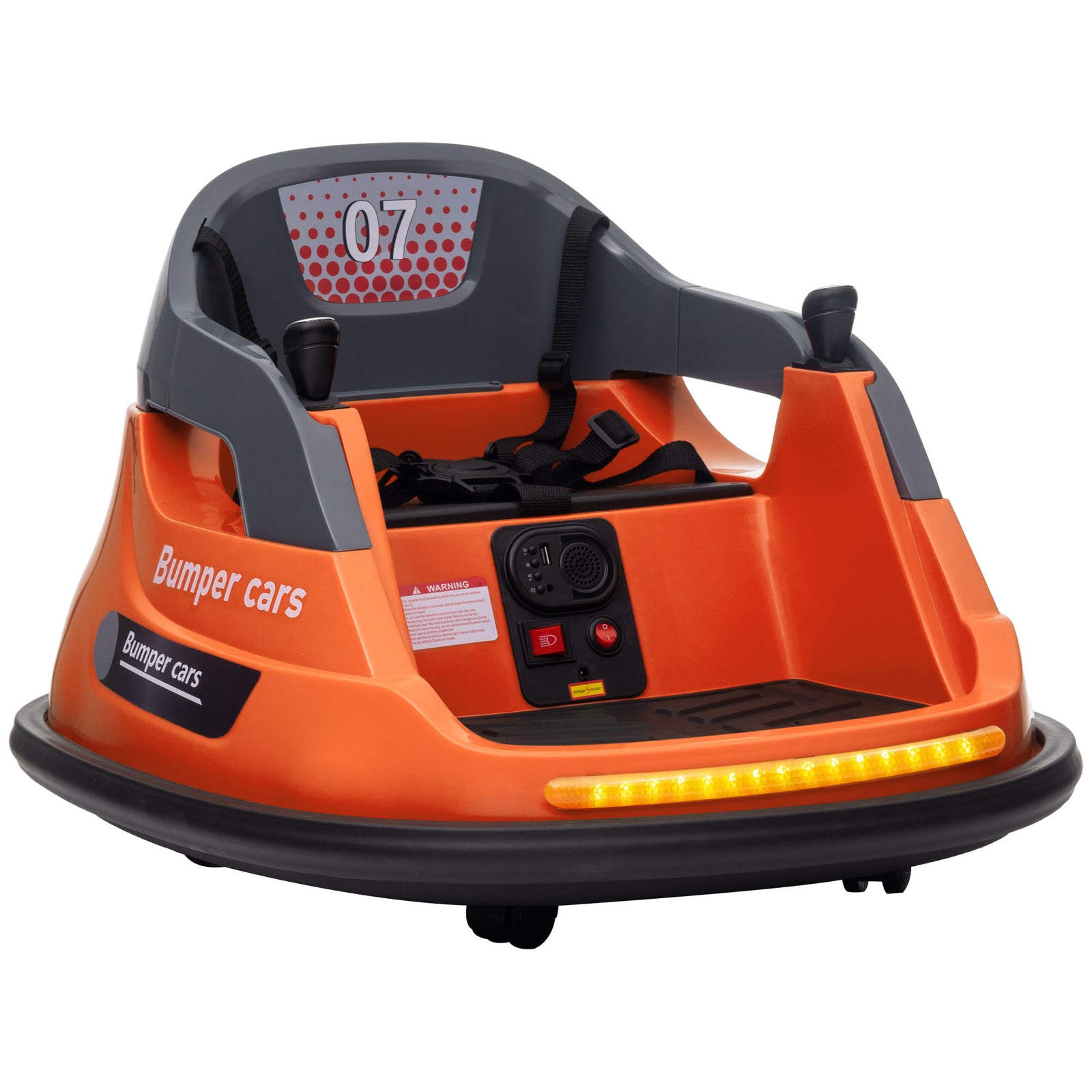 Kids Bumper Car W/ 360-degree Rotation Spin, Lights, Music | Orange