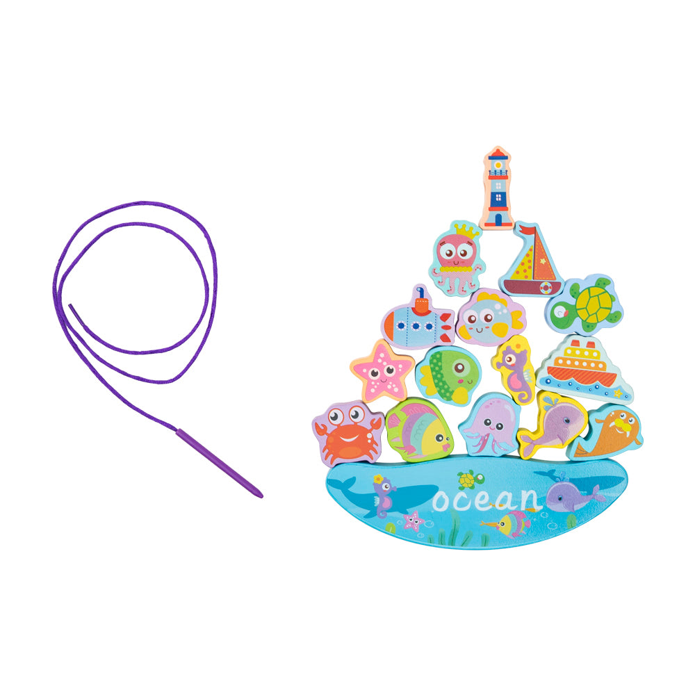 Undersea World Wooden Stacking Toys Balance Block Game For Toddlers