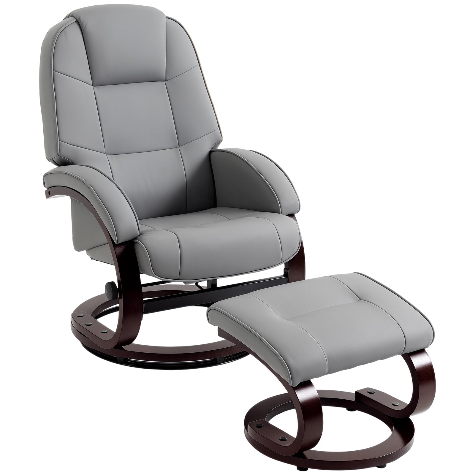 Recliner Chair With Footstool, Swivel Recliner Armchair | Grey