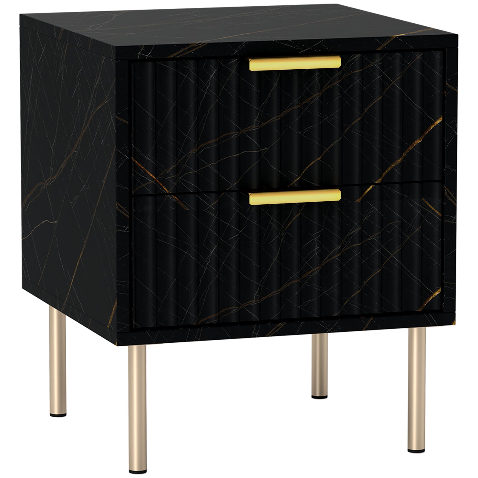 Bedside Table Bedside Cabinet With 2 Drawers For Bedroom | One Size | Black