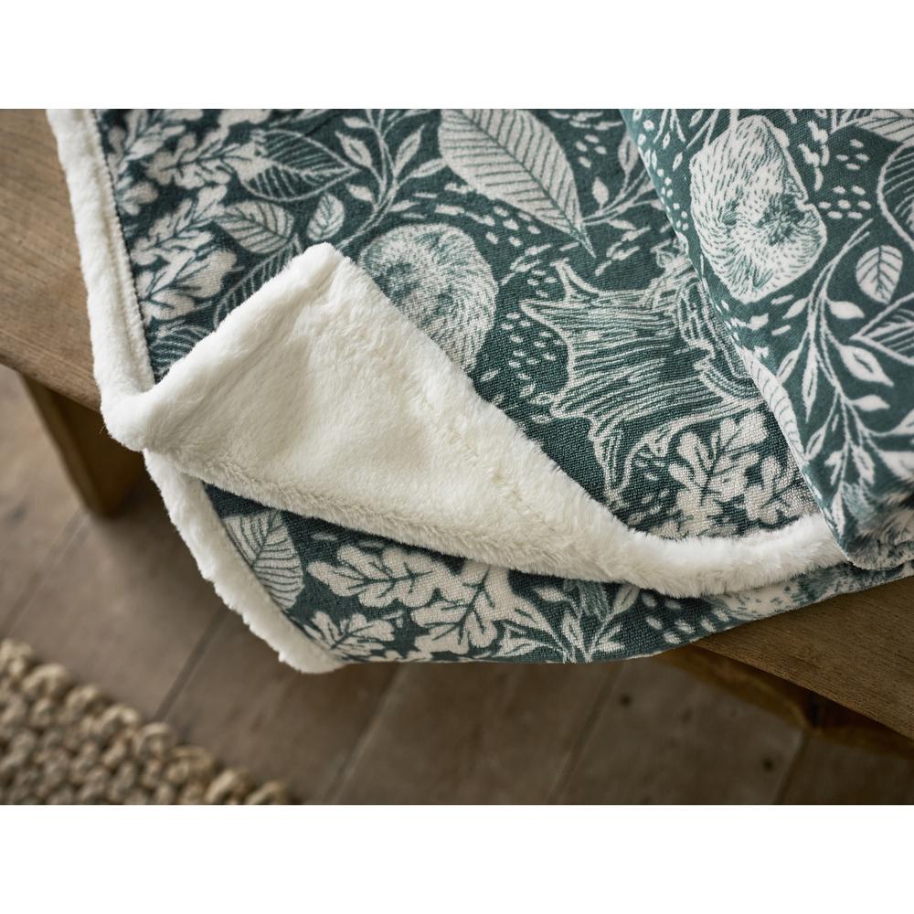 Hidden Forest Printed Throw With Faux Fur Back