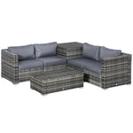 6pcs Rattan Sofa Set Garden Sectional Garden Wicker Cushion | Gray