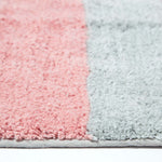 Pink And Grey Striped Cotton Bath Mat