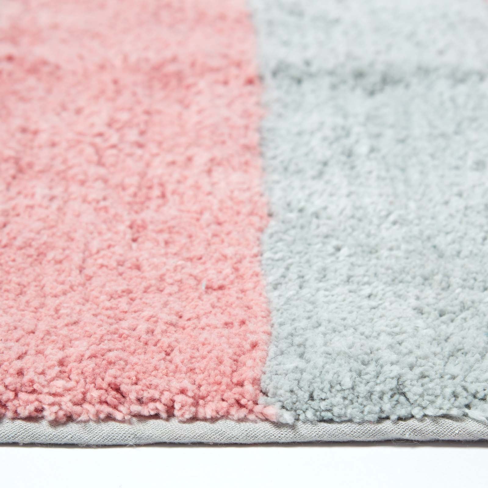 Pink And Grey Striped Cotton Bath Mat