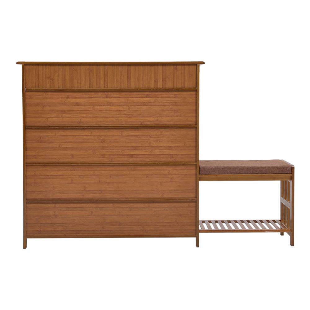 Bamboo Entryway Storage Shoe Cabinet With Bench