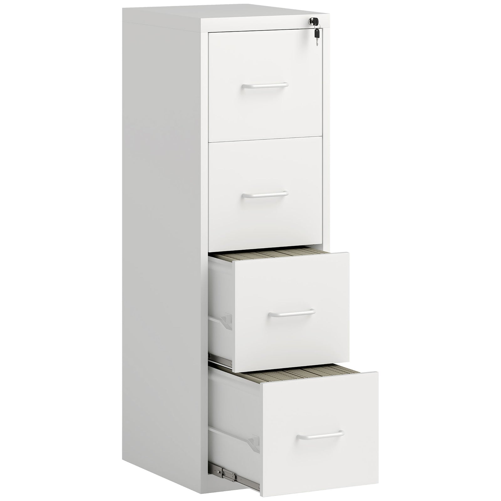 4 Drawer Filing Cabinet Steel File Cabinet For A4 | Extra Large | White