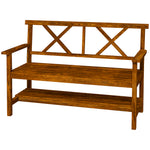 Wooden Garden Bench W/ Armrests