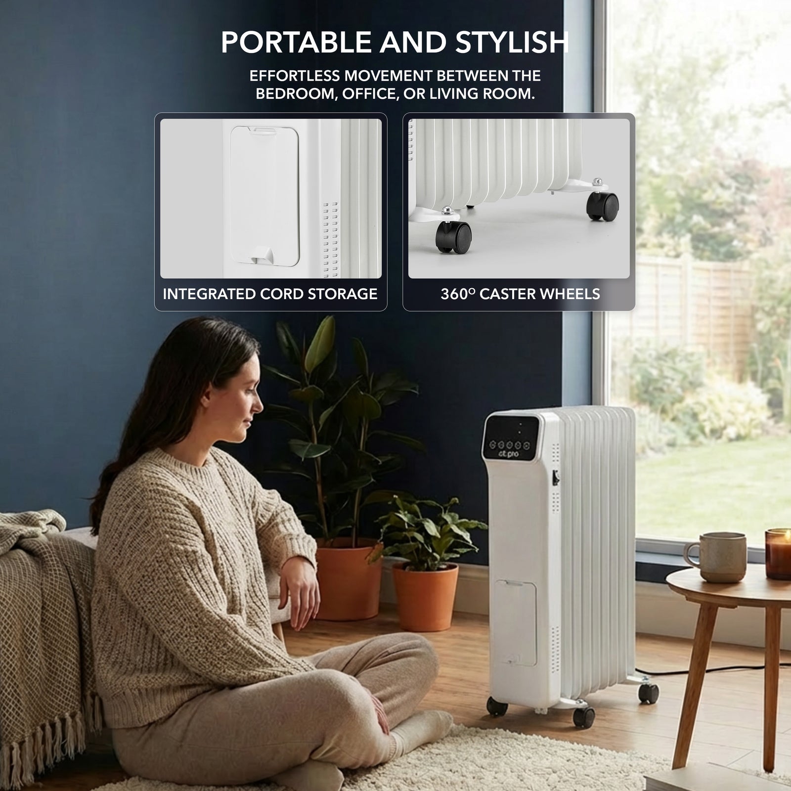 Oil-filled Electric Radiator 2500w With Thermostat, 9 Hour Timer | White