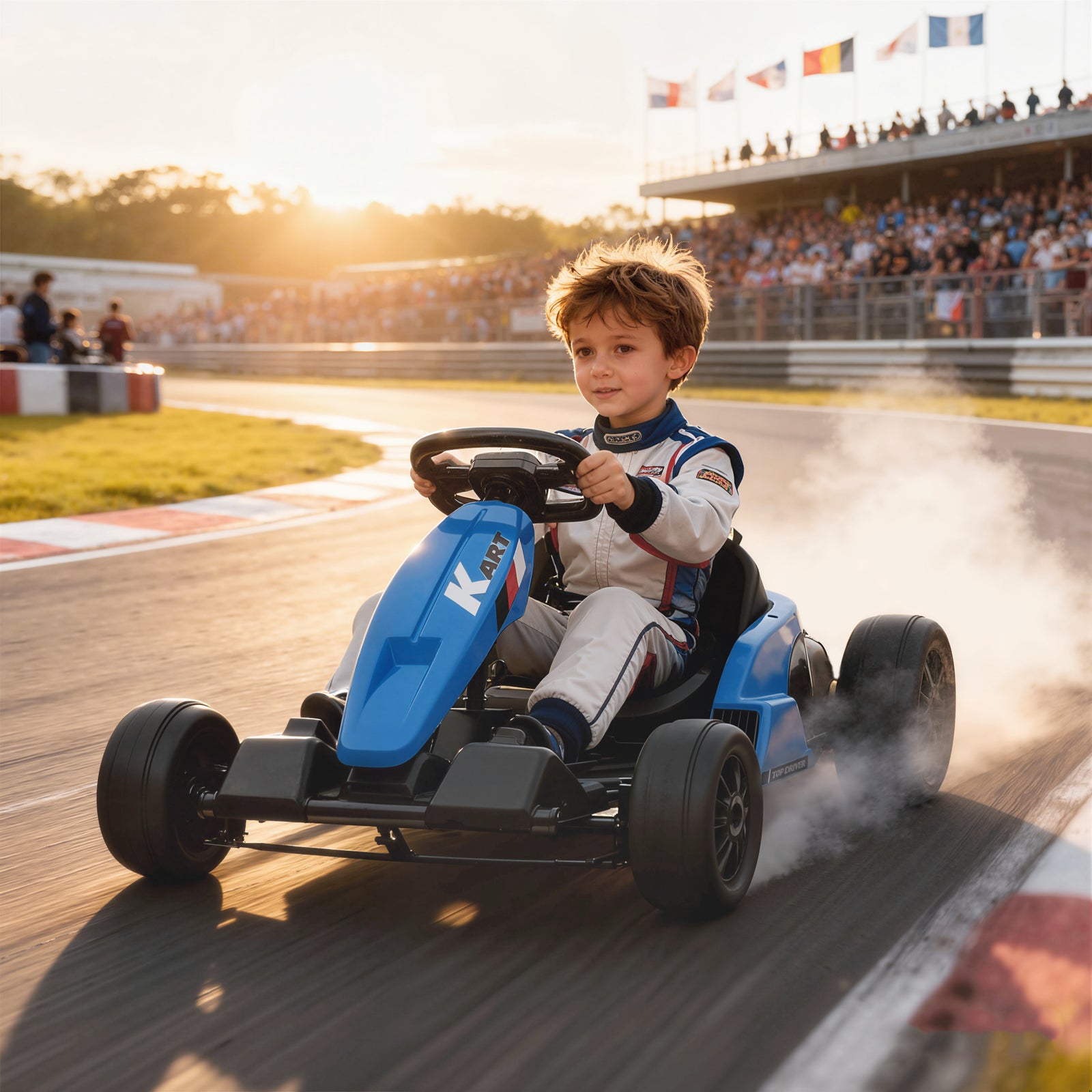 24v Electric Go Kart With Drift Mode, Adjustable Seat | Blue