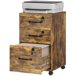 3 Drawer File Cabinet Rolling Filing Cabinet For A4 And Letter | Rustic Brown