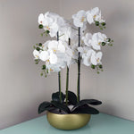 60cm Orchid Artificial White Gold Ceramic Planter