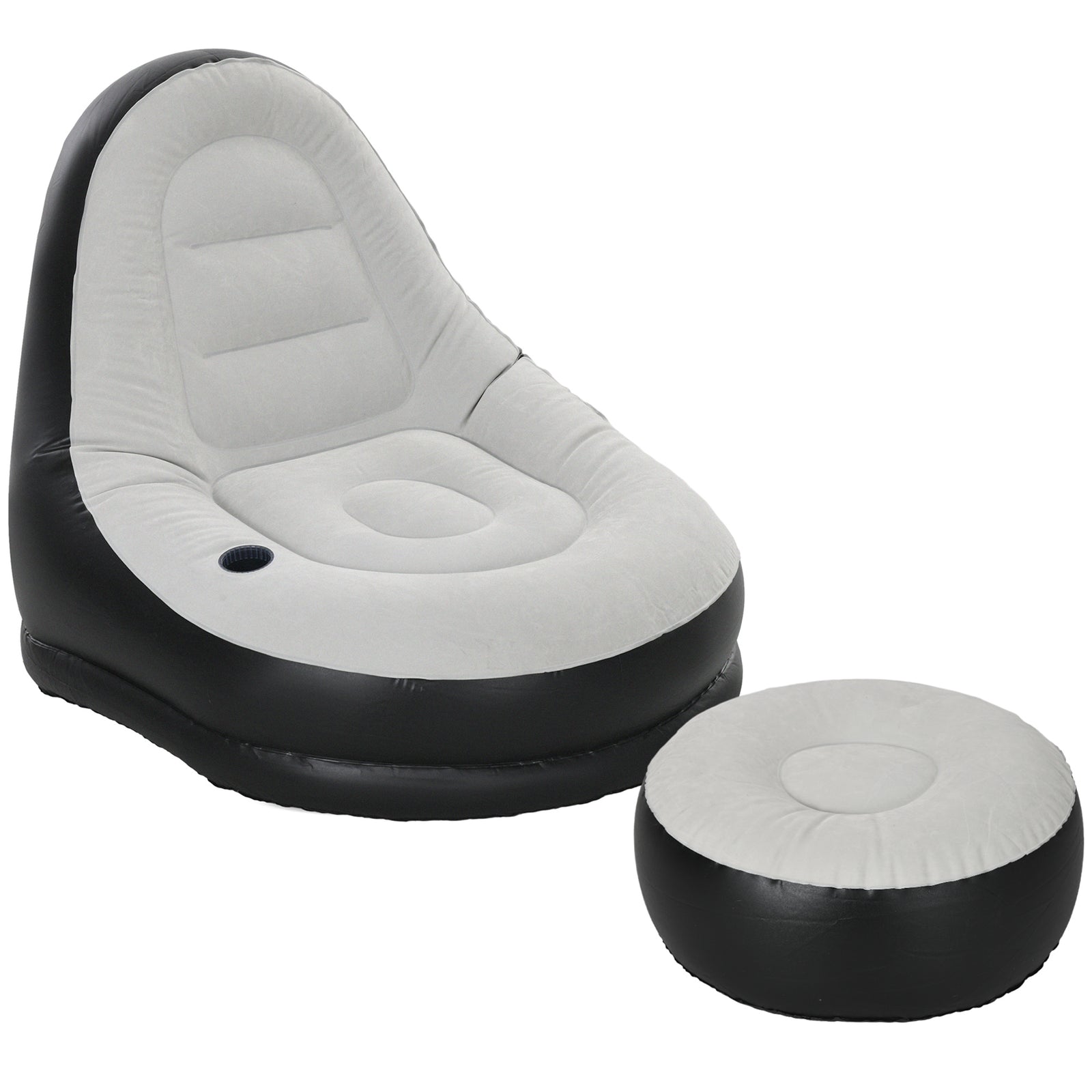 Inflatable Sofa Chair And Foot Stool For Gaming | Gray