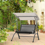 2 Seater Garden Swing Bench W/ Tilting Canopy And Texteline