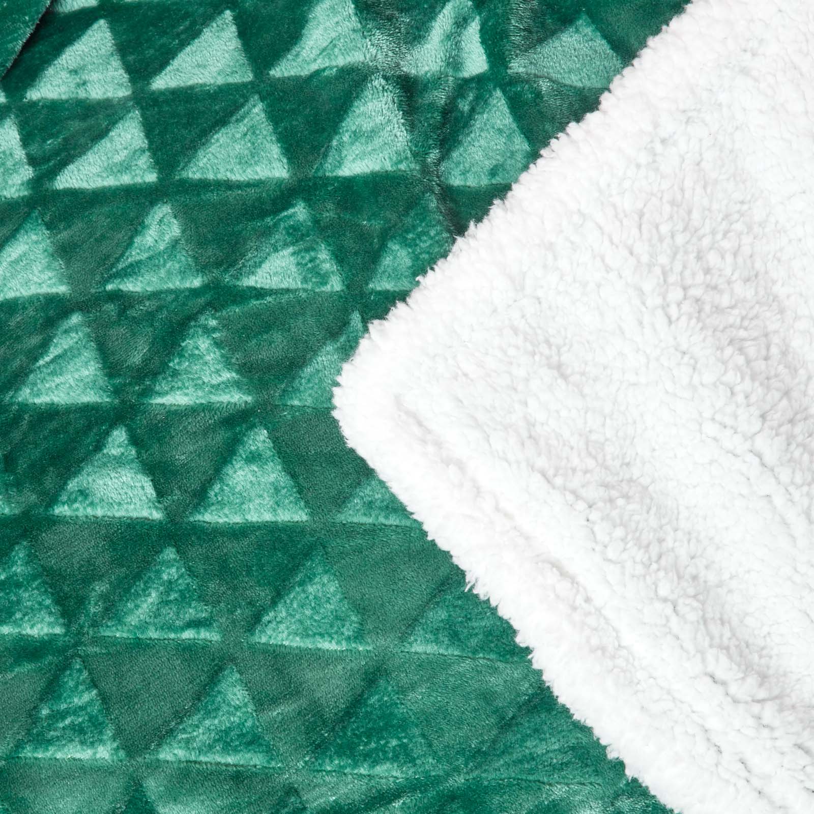 Geometric Triangle Velvet Throw | 130cm x 160cm | Emerald Green