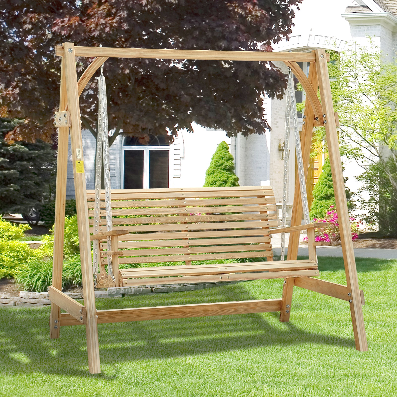 Outdoor 2 Seater Larch Wood Garden Swing Chair Seat Hammock