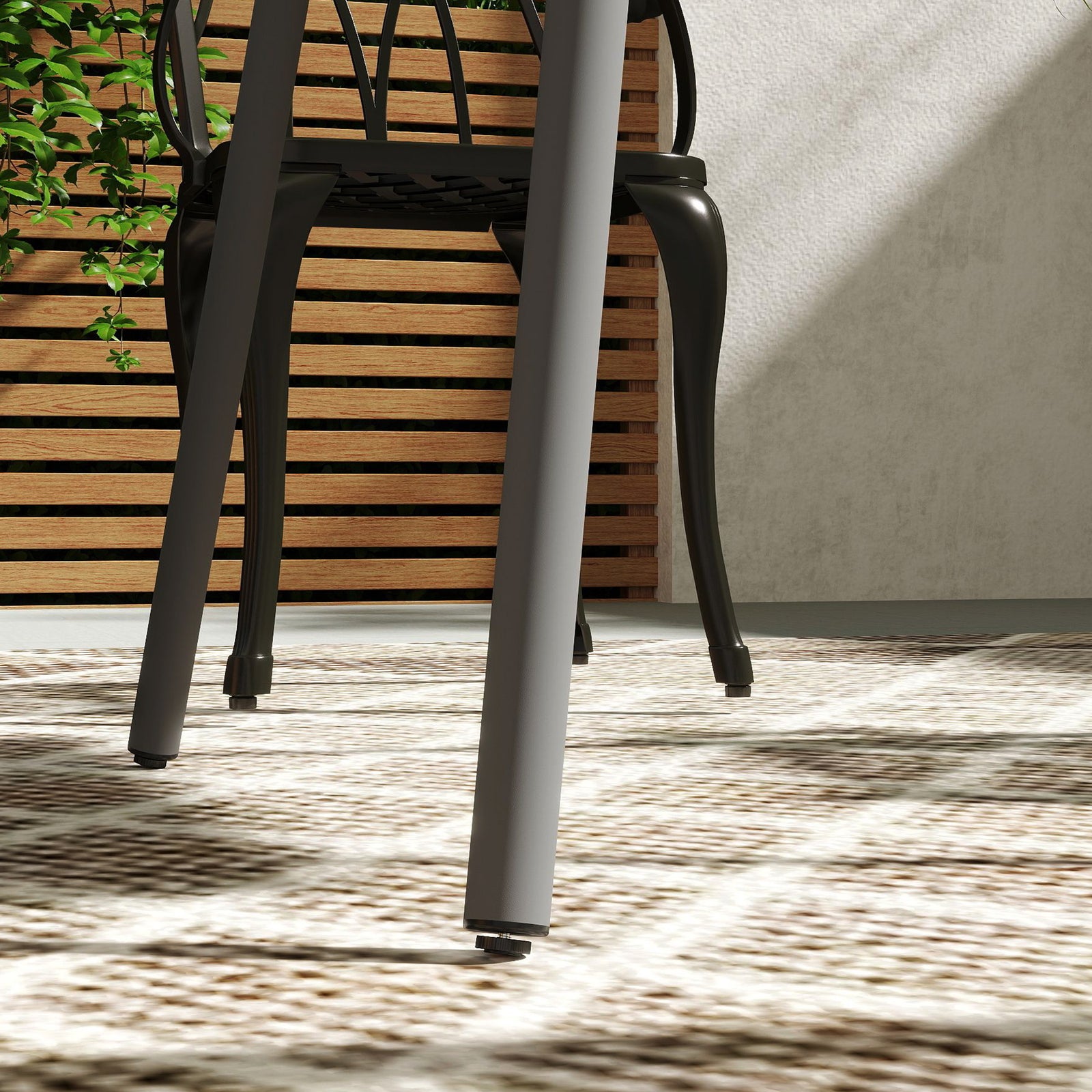 Garden Table For 4/6 Person W/ Slat Top, Steel | Medium | Gray