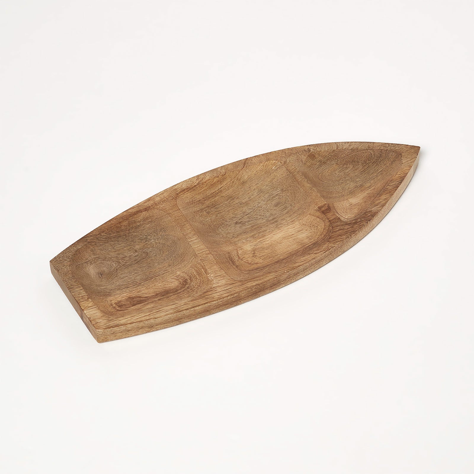 HOMESCAPES Boat Decorative Mango Wood Bowl