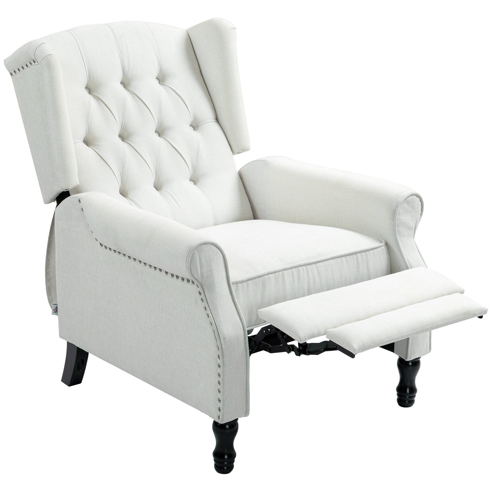 Manual Reclining Armchair W/ Footrest | Cream
