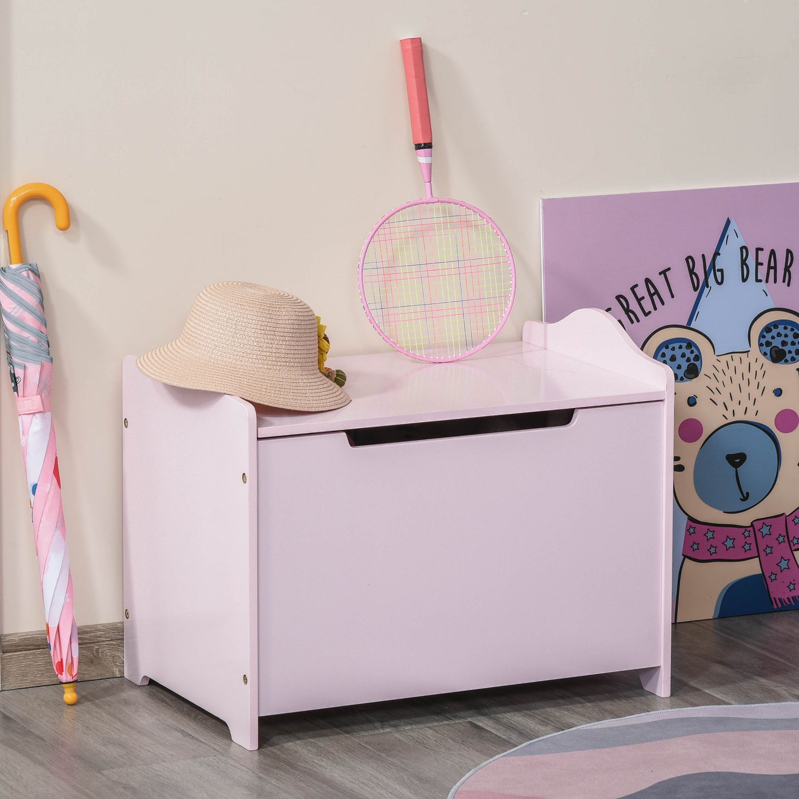 40x60cm Kids Storage Box Toy Organiser For Child 3 Yrs+ Bedroom | Pink