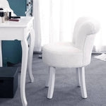 Modern Plush Upholstered Dressing Table Chair With White Legs