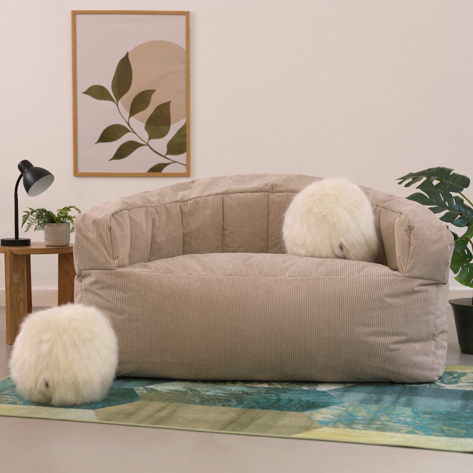 Round Faux Fur Ball Cushions Set Of 2