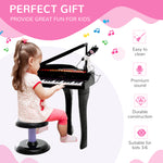 37 Key Musical Mini Piano Electrionic Keyboard Microphone Stool | Black