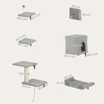 6-piece Cat Wall Shelves Set, Cat Wall Furniture With Condo, Grey